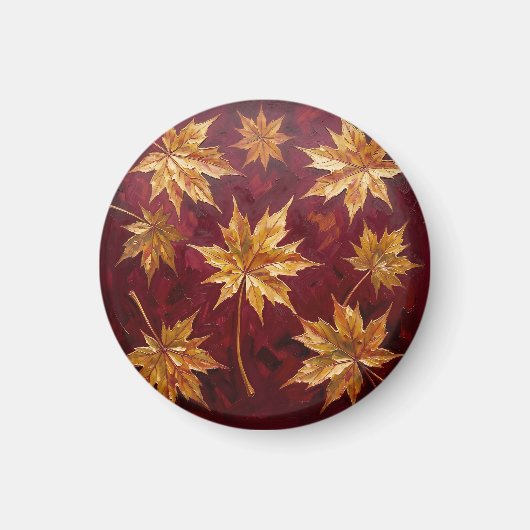 Gouden esdorenbladeren Herfst Schilderij Magneet (Voorkant)