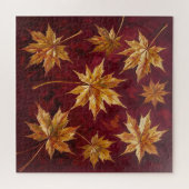 Gouden esdorenbladeren Herfstschilderij Legpuzzel (Horizontaal)
