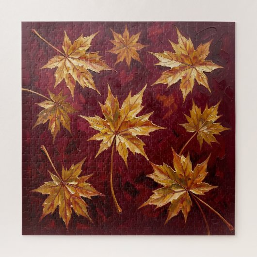 Gouden esdorenbladeren Herfstschilderij Legpuzzel (Verticaal)