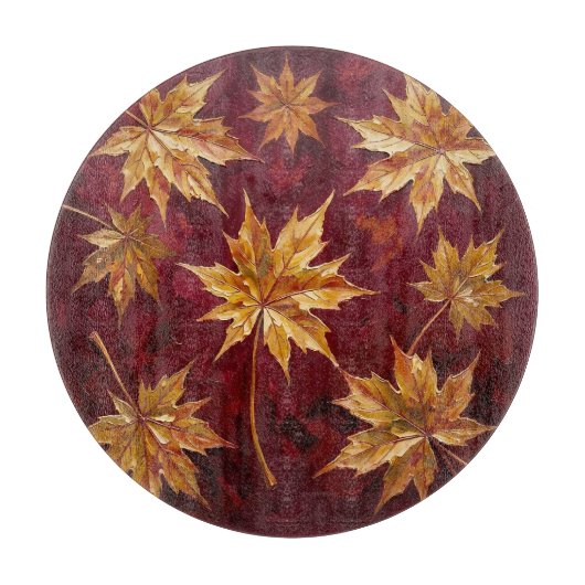 Gouden esdorenbladeren Herfstschilderij Snijplank (Voorkant)