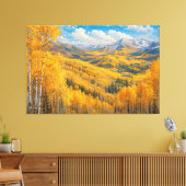 Gouden Espen Berg Olie Schilderij Canvas Afdruk (Insitu (Woonkamer))