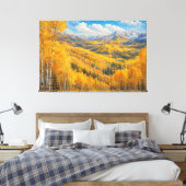 Gouden Espen Berg Olie Schilderij Canvas Afdruk (Insitu (Slaapkamer))