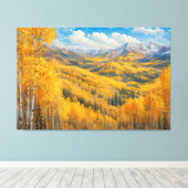 Gouden Espen Berg Olie Schilderij Canvas Afdruk (Insitu (Houten vloer))