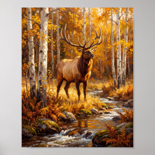 Gouden Espen & Zilveren Berk Bos Met Bul Poster