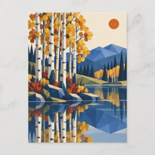 Gouden Espenmeer Folk Art Landschapskaart Briefkaart