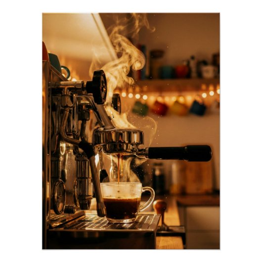 Gouden Espresso Ritueel – Warm Coffee Art Poster (Voorkant)