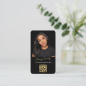 Gouden Estheet QR-code Luxe Zwarte Schoonheid Visitekaartje (Staand voorkant)