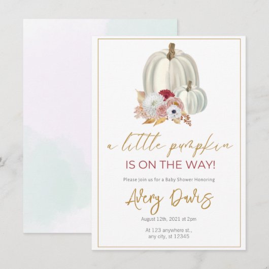 Gouden Esthetische Bloemige Pompoen Thema Herfst Kaart (Voorkant / Achterkant)