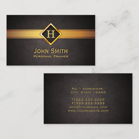 Gouden Etiket van het Monogram van de Trainer van Visitekaartje (Voorkant / Achterkant)