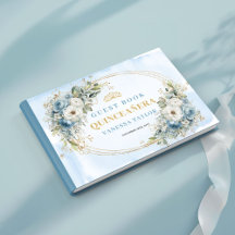 Gouden Eucalyptus Boho Gastboek Pastelblauw Quince