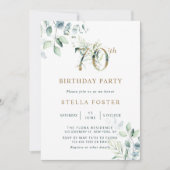 Gouden Eucalyptus Botanische 70ste Verjaardagsfees Kaart (Voorkant)