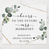 Gouden Eucalyptus Bruiloft Feest Sparkling Wijnetiket (Enkel label)