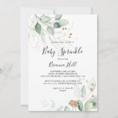 Gouden Eucalyptus Calligrafie Baby Strook Kaart (Voorkant)