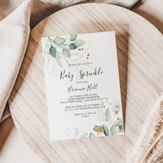 Gouden Eucalyptus Calligrafie Baby Strook Kaart