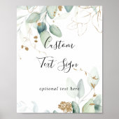 Gouden Eucalyptus Calligrafie Eigen Tekst Bord Poster (Voorkant)