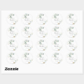 Gouden Eucalyptus Calligrafie Geboortefeest Favor  Ronde Sticker (Vel)