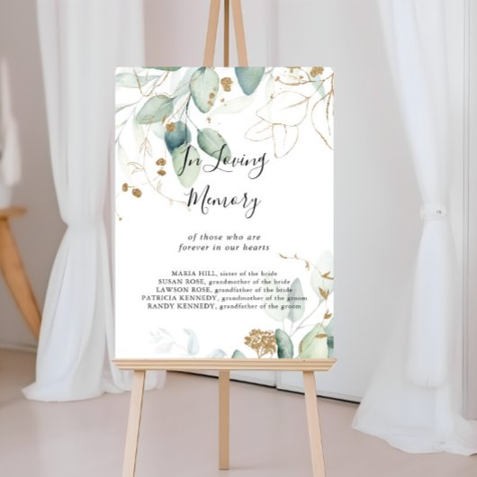 Gouden Eucalyptus Calligrafie In Loving Memory Bor Poster