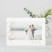 Gouden Eucalyptus Fotobruiloft Bedankkaart (Staand voorkant)