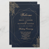 Gouden Eucalyptus Geometrische Huwelijksprogramma  (Voorkant / Achterkant)