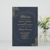 Gouden Eucalyptus Geometrische Huwelijksprogramma  (Staand voorkant)