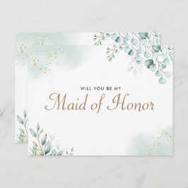 Gouden Eucalyptus Greenery Maid of Honor-voorstel Uitnodiging Briefkaart