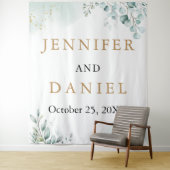 Gouden Eucalyptus Greenery Trouwcabine Achtergrond Wandkleed (In situ)