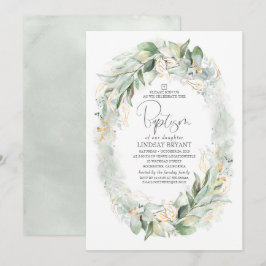 Gouden Eucalyptus groen krans Boho doop Kaart