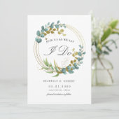 gouden eucalyptus groen Photo Save The Date  Kaart (Staand voorkant)