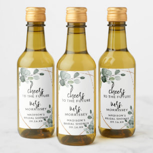 Gouden Eucalyptus Groene Bruidsfeest Favor Wijn Etiket
