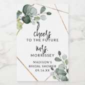 Gouden Eucalyptus Groene Bruidsfeest Favor Wijn Etiket (Enkel label)