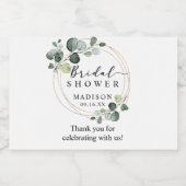 Gouden Eucalyptus Groene Bruidsuitnodiging Geschen Likeurfles Etiket (Enkel label)