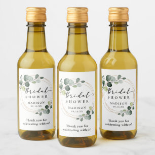 Gouden Eucalyptus Groene Bruiloftsfeest Favor Wijn Etiket
