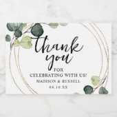 Gouden Eucalyptus Groene Trouwdag Sparkling Wijnetiket (Enkel label)