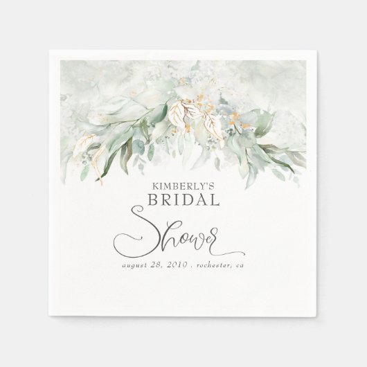 Gouden Eucalyptus Groenery Boho Bruiloft Feest Servet (Voorkant)