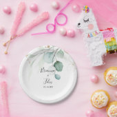 Gouden eucalyptus kalligrafie bruidstaart papieren bordje (Feest)