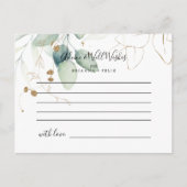 Gouden Eucalyptus Kalligrafie Bruiloft Advies Kaar Briefkaart (Voorkant)