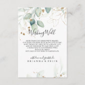 Gouden eucalyptus kalligrafie bruiloft goed wensen informatiekaartje (Voorkant)