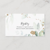 Gouden Eucalyptus Kalligrafie Huwelijkscadeau Regi Informatiekaartje (Voorkant)