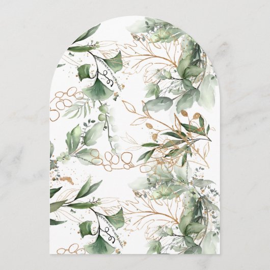 Gouden Eucalyptus Krans Greenery Moss Sage Arch Kaart (Achterkant)
