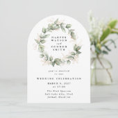 Gouden Eucalyptus Krans Greenery Moss Sage Arch Kaart (Staand voorkant)