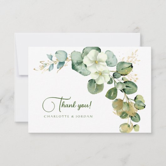 Gouden Eucalyptus krans groen Zee Bedankkaart (Voorkant)