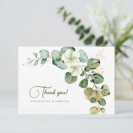 Gouden Eucalyptus krans groen Zee Bedankkaart (Staand voorkant)