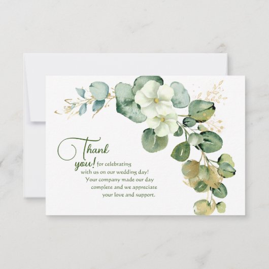 Gouden Eucalyptus krans groen Zee Bedankkaart (Achterkant)