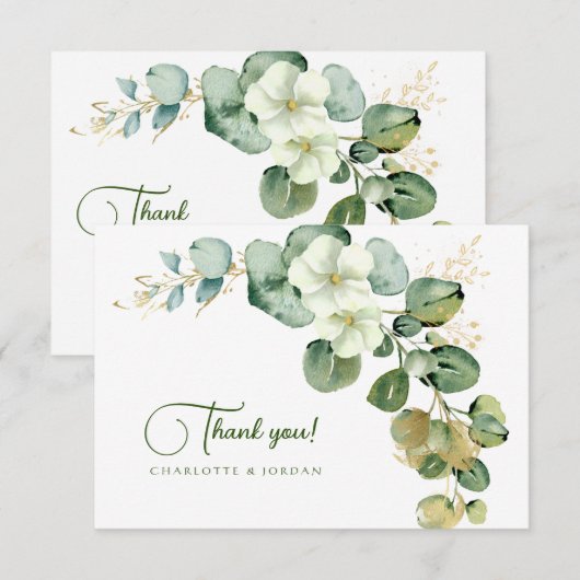 Gouden Eucalyptus krans groen Zee Bedankkaart (Voorkant / Achterkant)