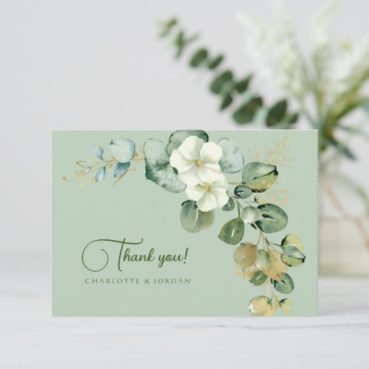 Gouden Eucalyptus krans groen Zee Bedankkaart (Staand voorkant)