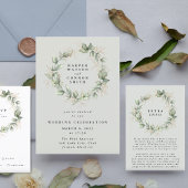 Gouden Eucalyptus Krans Groen Zee Glazen Details Informatiekaartje