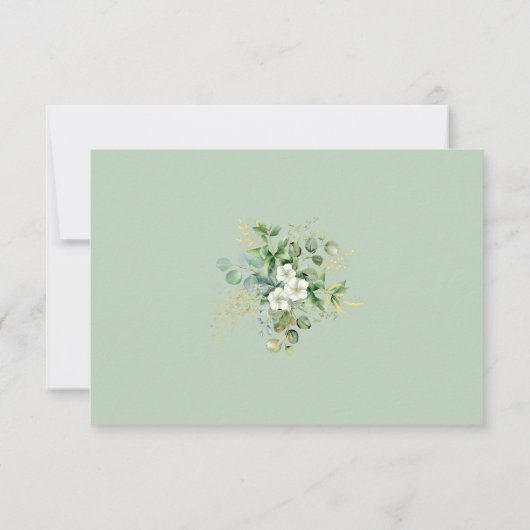 Gouden Eucalyptus krans Sage Groene rustieke bruil RSVP Kaartje (Achterkant)