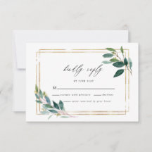 Gouden Eucalyptus Leaf Bruiloft RSVP Kaart