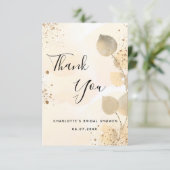 Gouden eucalyptus moderne glitters bruidsdouche bedankkaart (Staand voorkant)