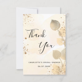 Gouden eucalyptus moderne glitters bruidsdouche bedankkaart